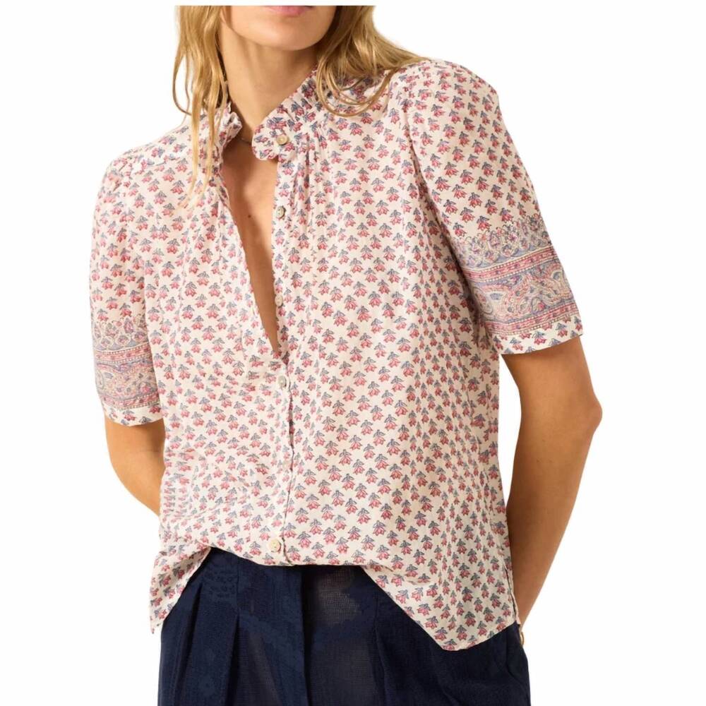 NEW ALIX OF BOHEMIA winnie antique tulip shirt in pink and red floral